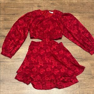 Rahi Red Floral Cutout Dress Size Medium
